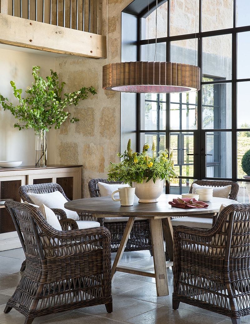 Farmhouse Dining Area With Natural Decorating Ideas