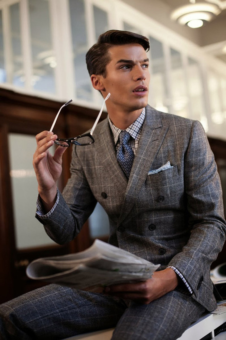 Grey Tweed Double Breasted Suit