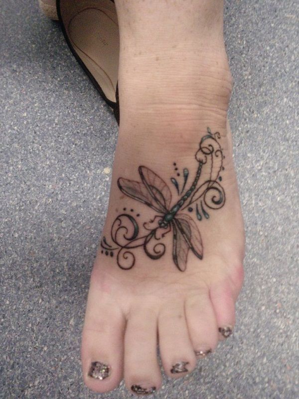 Instep Dragonfly Tattoo