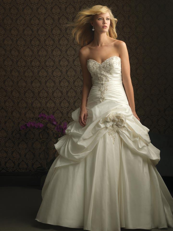 Ivory Strapless Romantic Taffeta Designer Wedding Dress