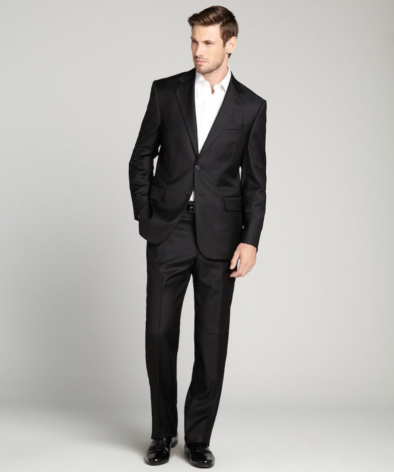 Joseph Abboud men's black Super 110s wool two-button suit