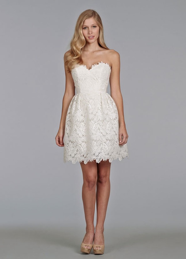 Lace Strapless Sweetheart Neckline Short Wedding Dress