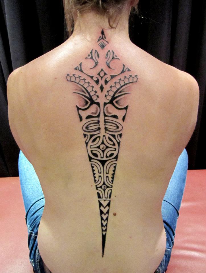 Maori Tattoo on Spine By Ponch Studio