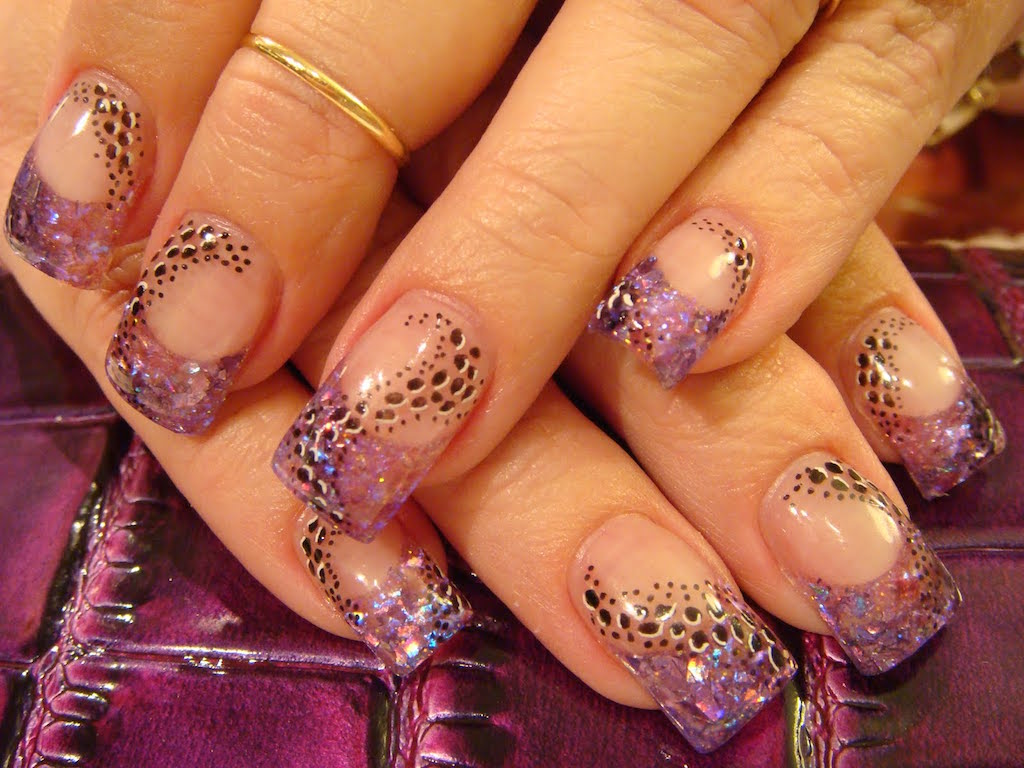 Pretty Purple Acrylic Nail Design With 3D Decal