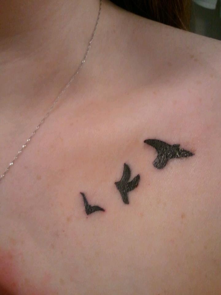 Sweet Bird Tattoos On Collarbone