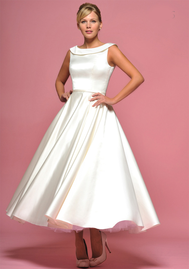 Tea Length Wedding Dress Bridal Gown 50s