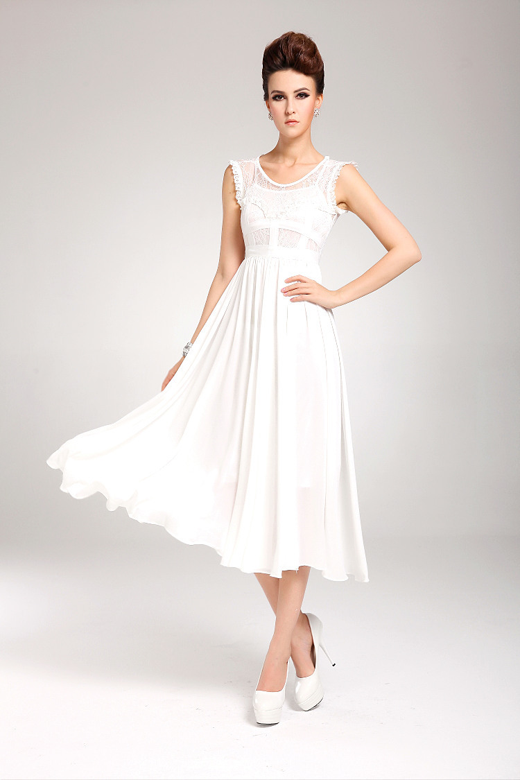 White Ruffle summer dress New Hot Bohemia Maxi Women Chic Lace Chiffon Long Ball Gown Evening