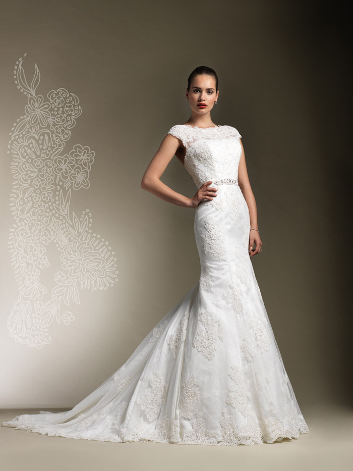 beaded lace back wedding dress designer