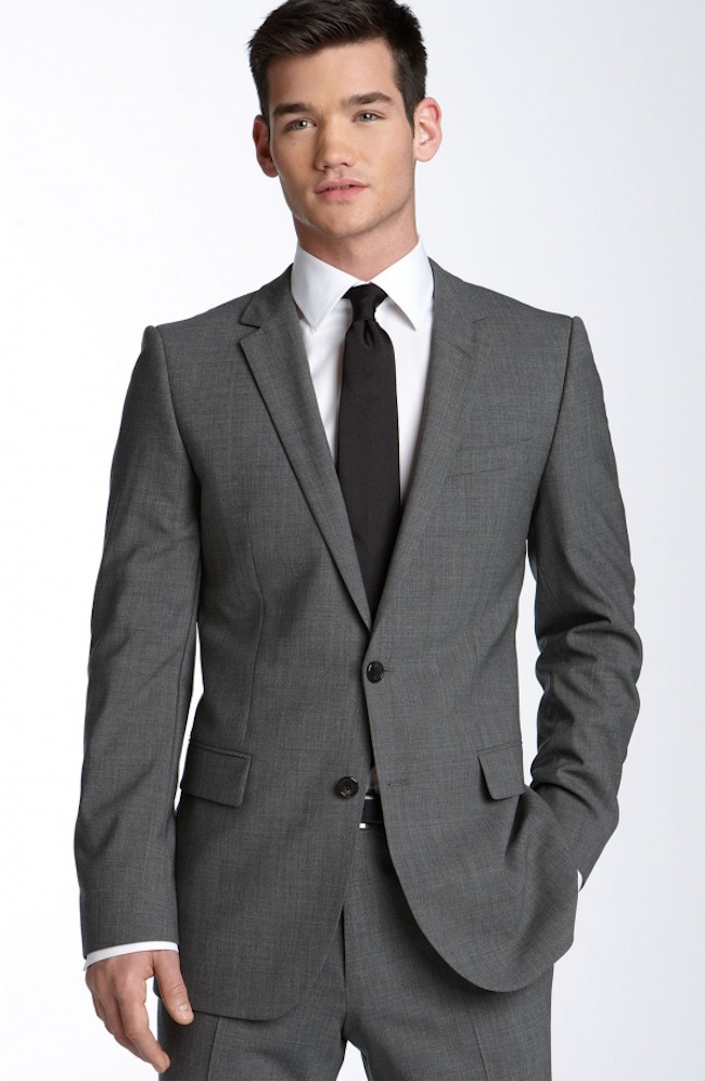 hugo aikonen grey stretch wool suit