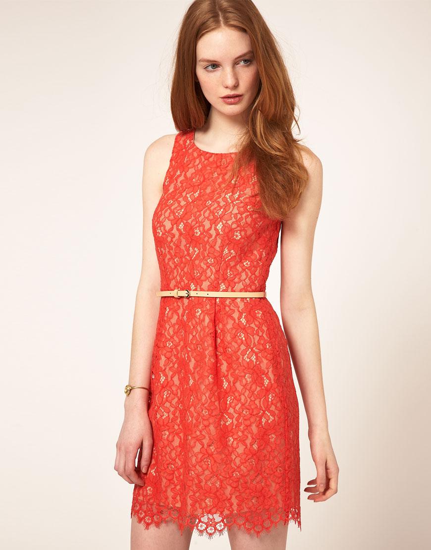oasis coral lace dress
