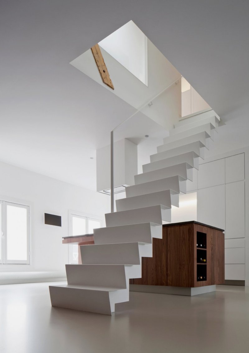 staircase of Modern Apartment Renovation in Bright Design
