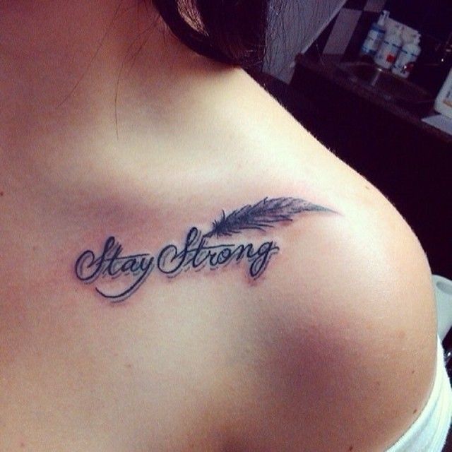 stay strong feather tattoo