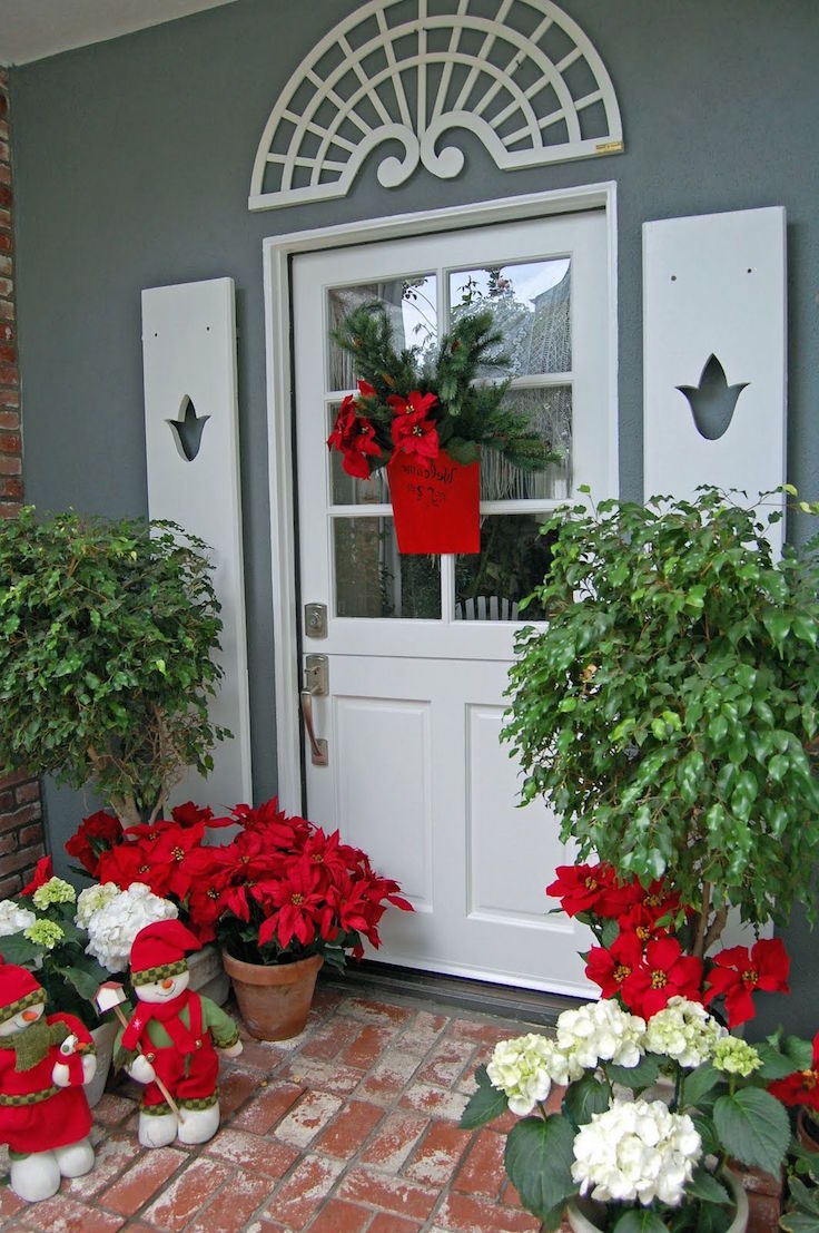 Beautiful Outdoor Christmas Decoration With Red Flwers