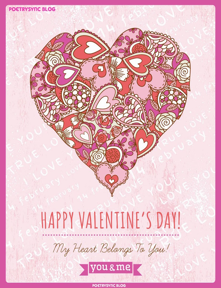 Beautiful Pink Flowers Valentines Day Hearts eCard