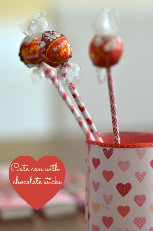 Cute can with chocolate sticks