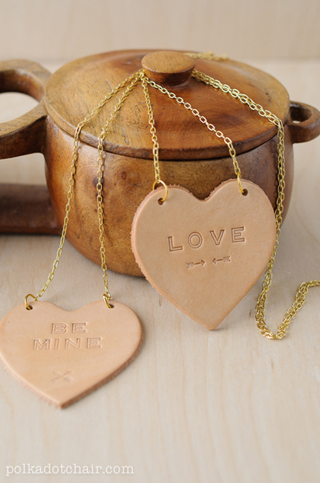 Homemade Valentine Gifts for her stamped leather