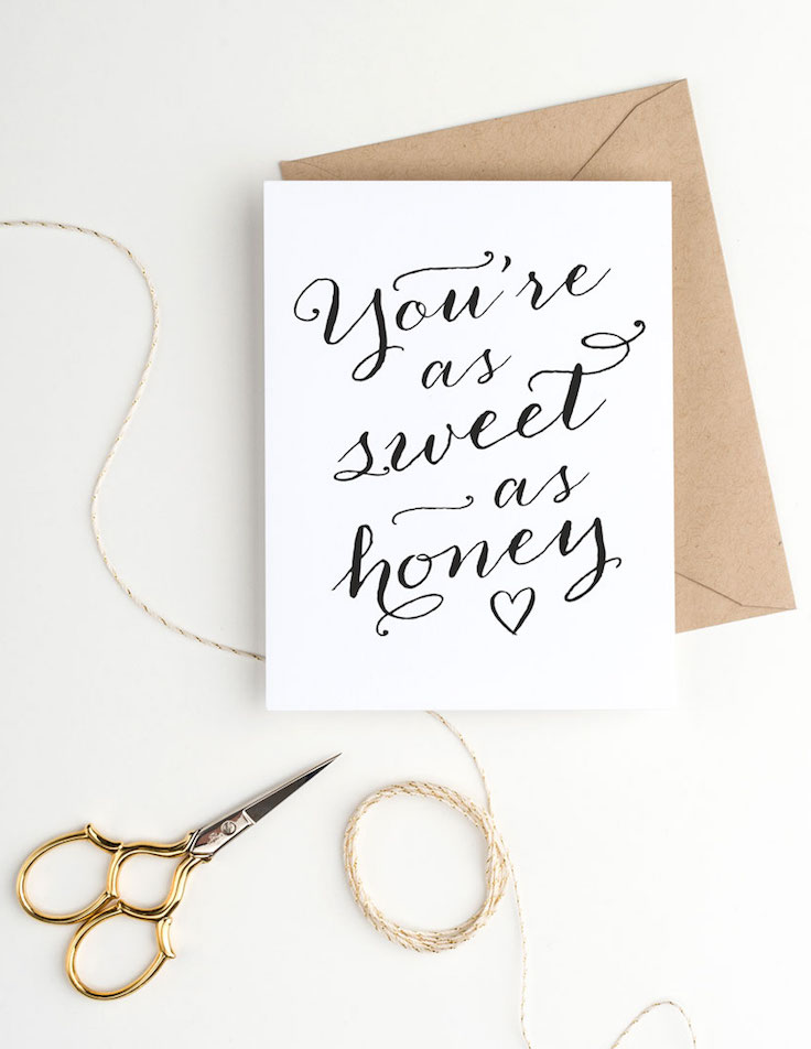 Printable Valentine's Day Card – Sweet as Honey
