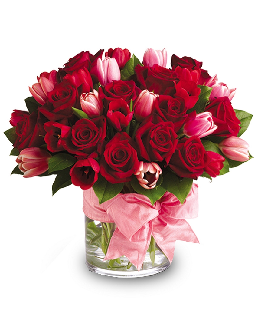 Roses and Tulips Forever for valentine day