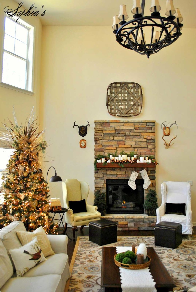 Rustic Christmas Living Room Decorating Ideas
