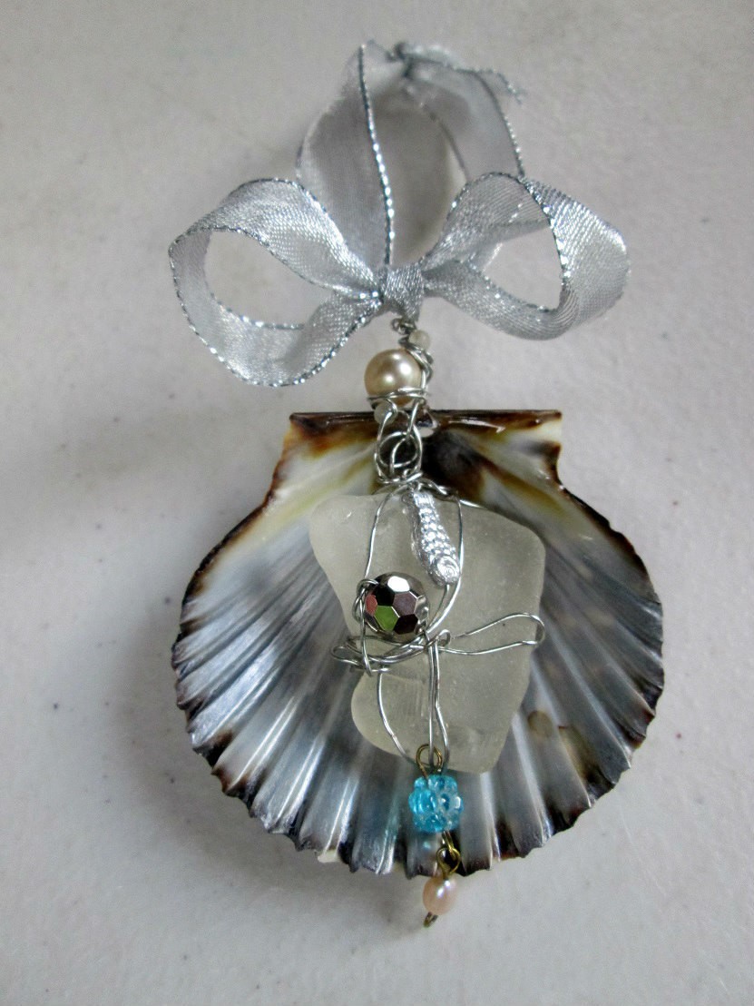 Shell And Sea Glass Christmas Ornament Decor