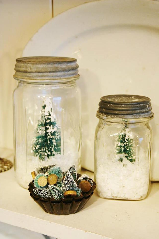 VIntage Mason Jar Snow Globe Christmas Ornament Ideas