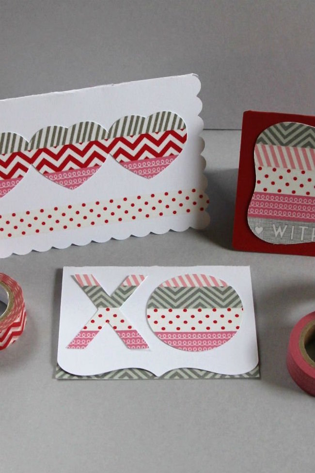 Washi Tapes Valentines day Cards