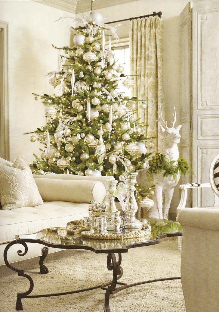 White Christmas Interior Decor Idea in Living Room