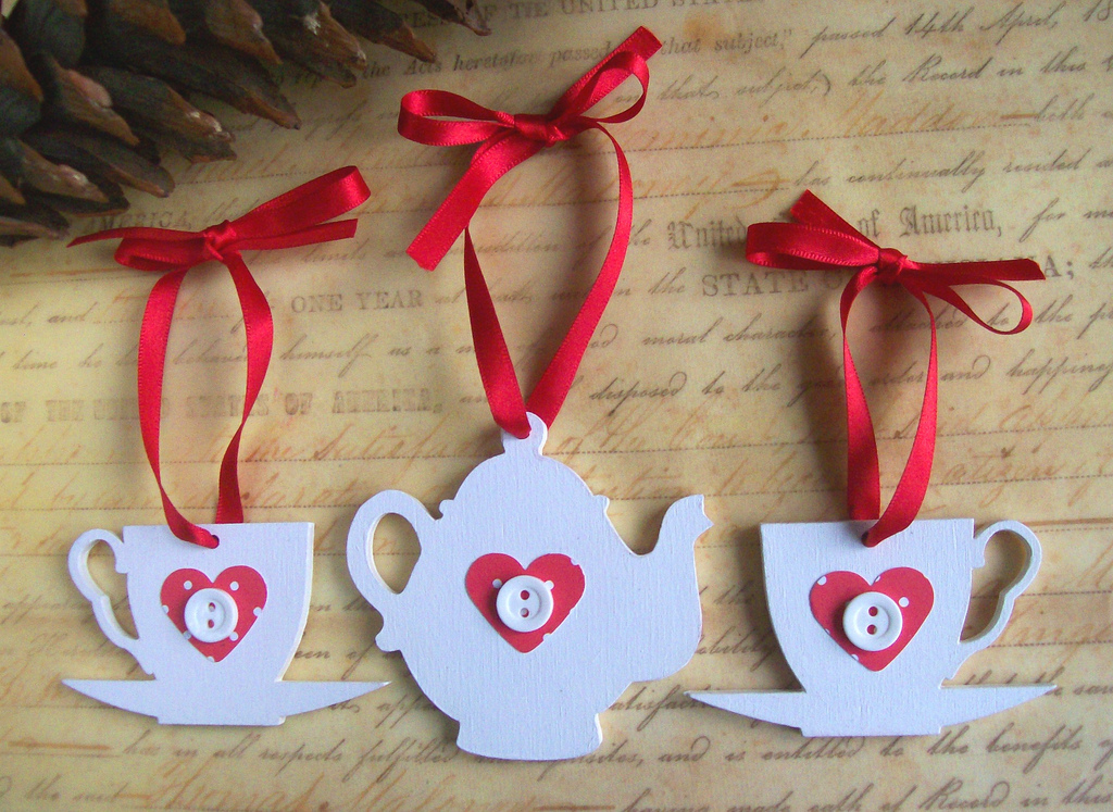 Wooden tea party Christmas decorations