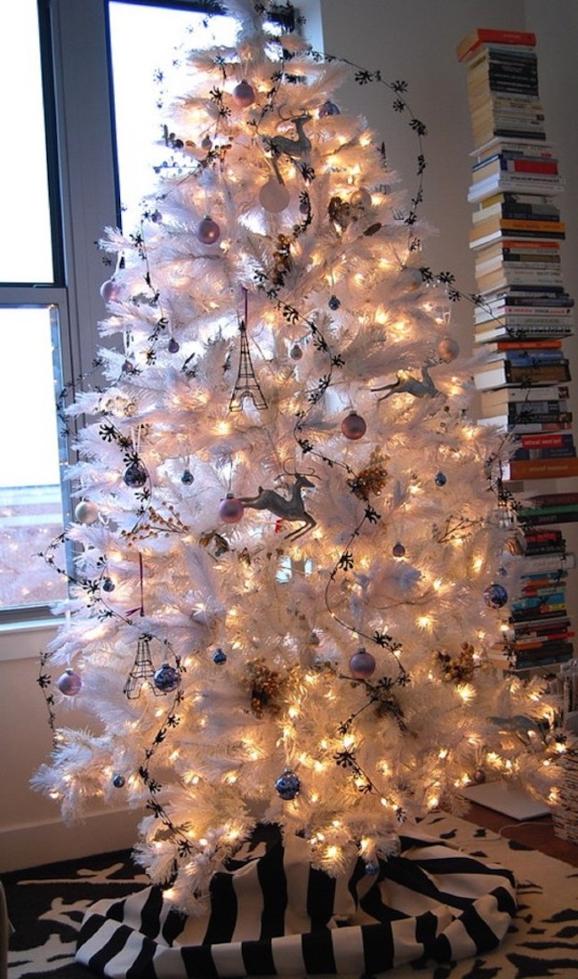 beautiful white and silver christmas trees decorated