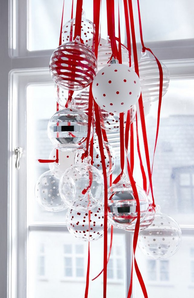 christmas baubles ornaments window hanging ideas