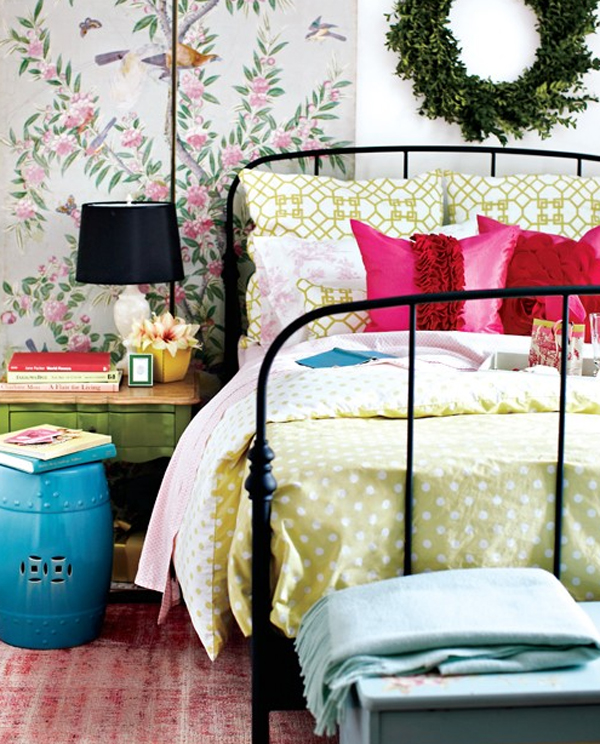 fresh and colorful christmas decorations with bedroom design