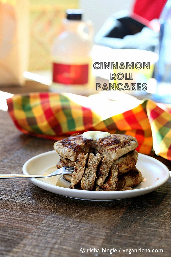 Vegan Multi-grain Cinnamon Roll Pancakes