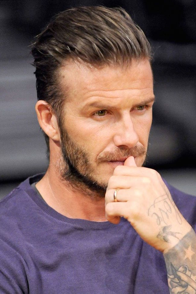 David Beckham's slicked-back hairstyle