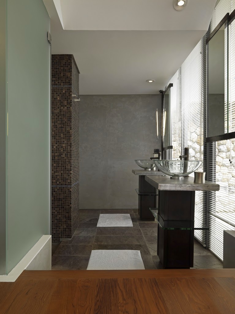 Bathroom in Villa with contemporary Asian design