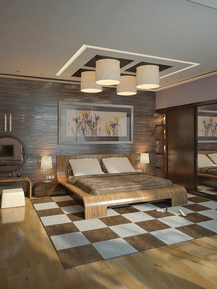 Brown cream modern bedroom