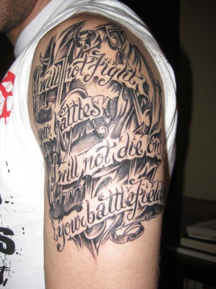 Cool Shoulder Quote Tattoos For Men