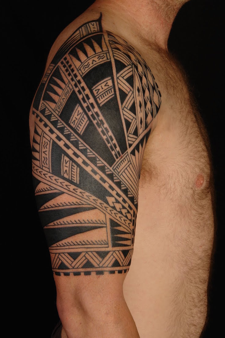 Half Sleeve Hawaiian Tattoo Design For Men