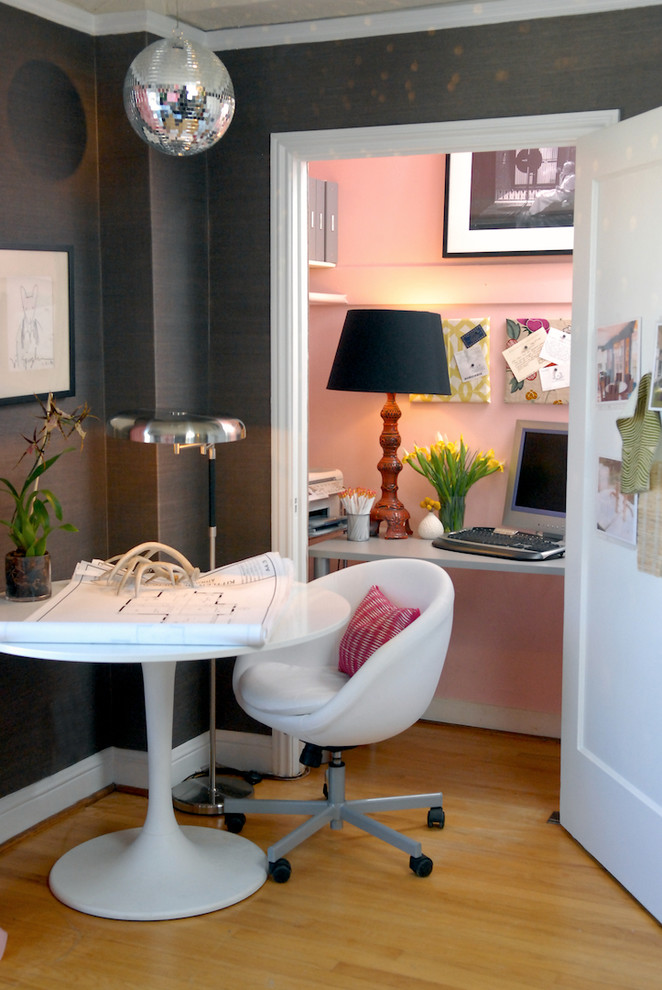Home Office Eclectic with baseboards chair closet office