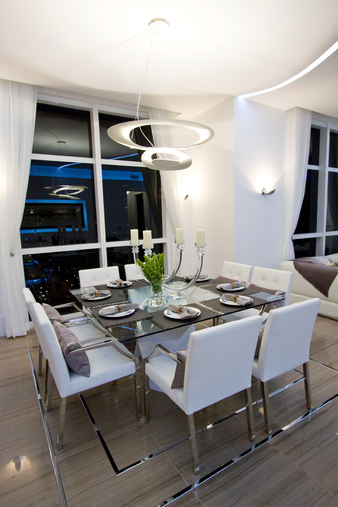 Magnificent Artemide look Miami Contemporary Dining Room Decorating ideas