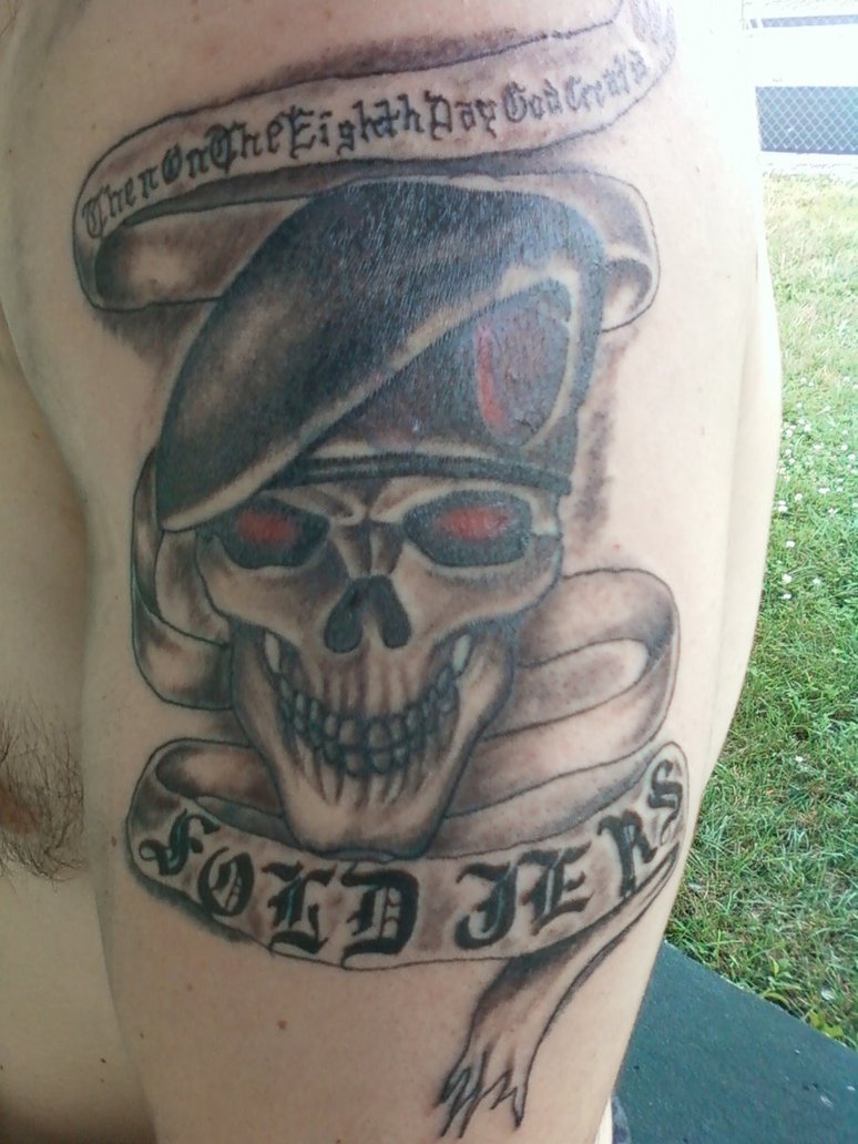 Military Skull Tattoo On Arm