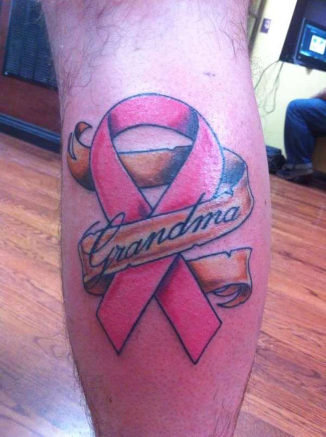 Pink Breast Cancer Ribbon Tattoo