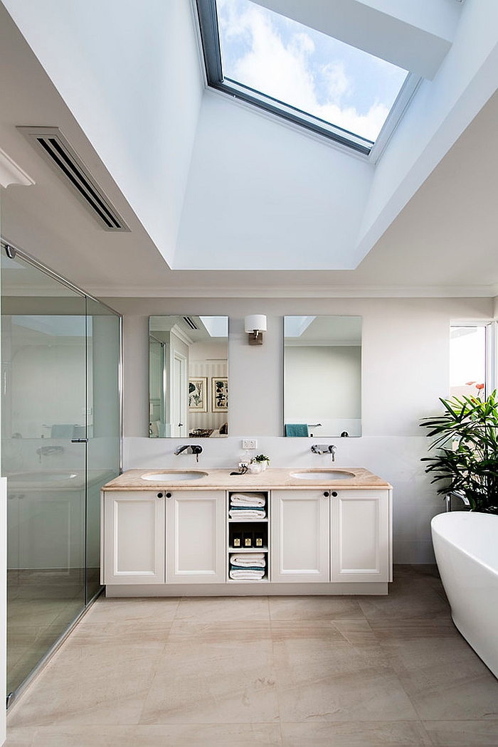 Skylight brings drama and elegance to the contemporary bath