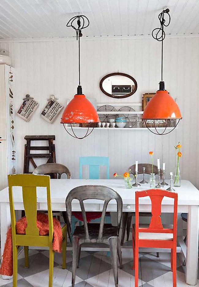 The Orange Pendant Lamp Of Mix And Match Eclectic Dining Rooms
