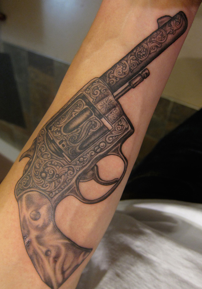 awesome gun tattoo