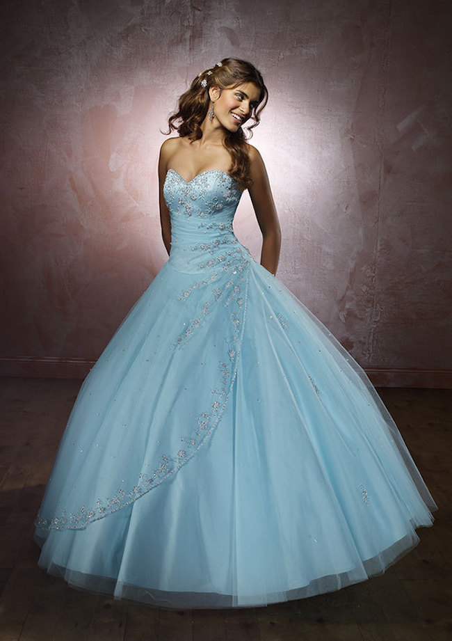 blue colored wedding dress