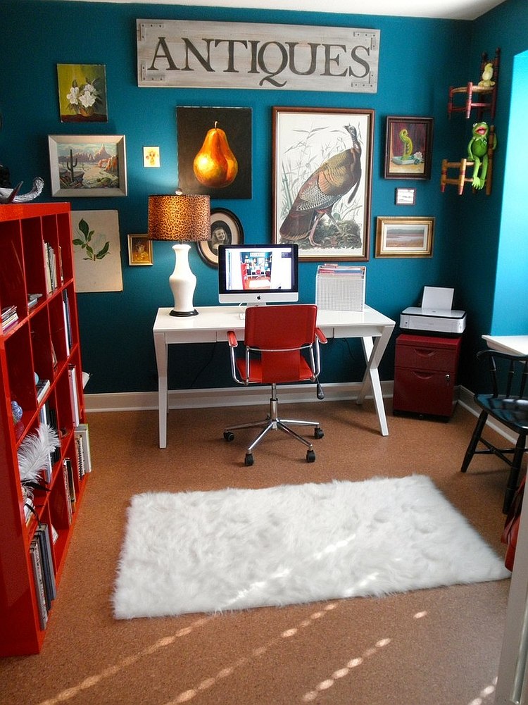 bright color scheme of the home office