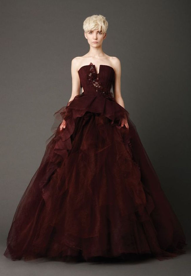 burgundy red maroon marsala wedding dress