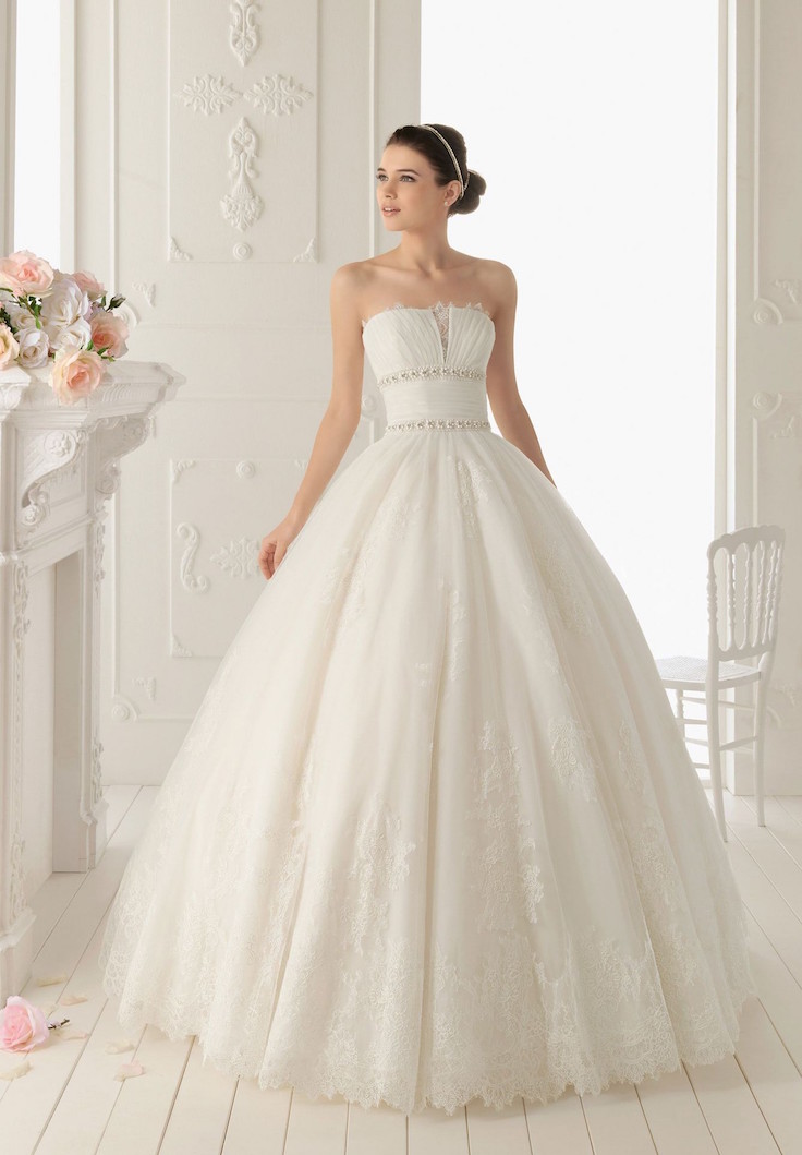 lace strapless ball gown elegant wedding dress