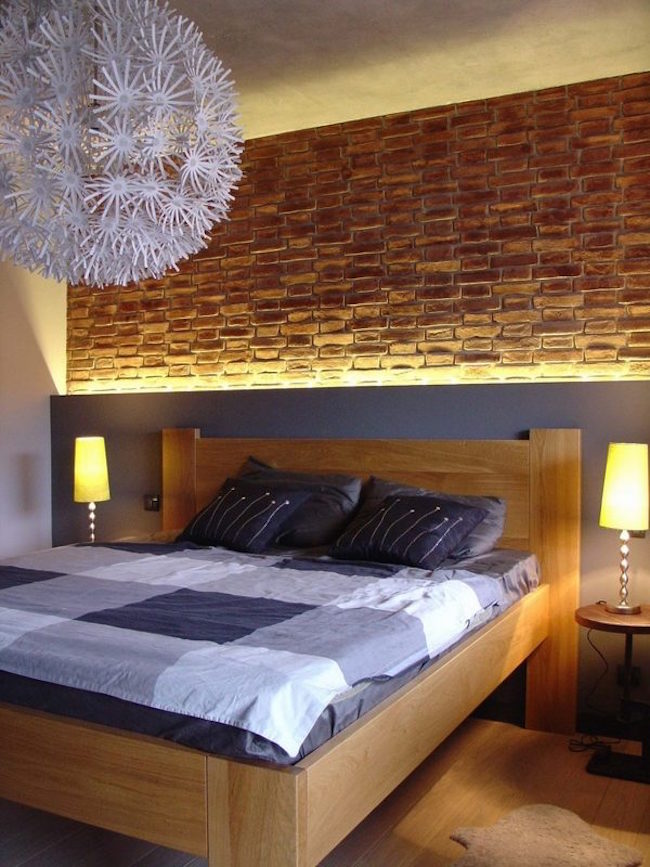 modern bedroom design ideas brick wall