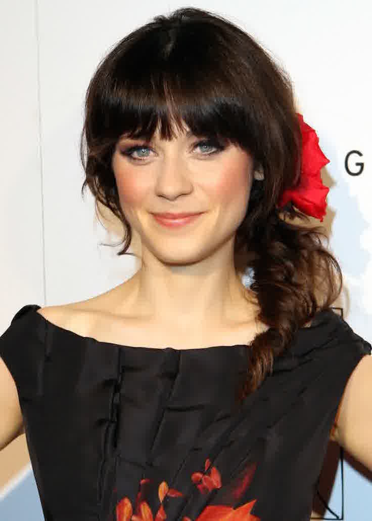 ooey Deschanel Hairstyles Side With Bangs